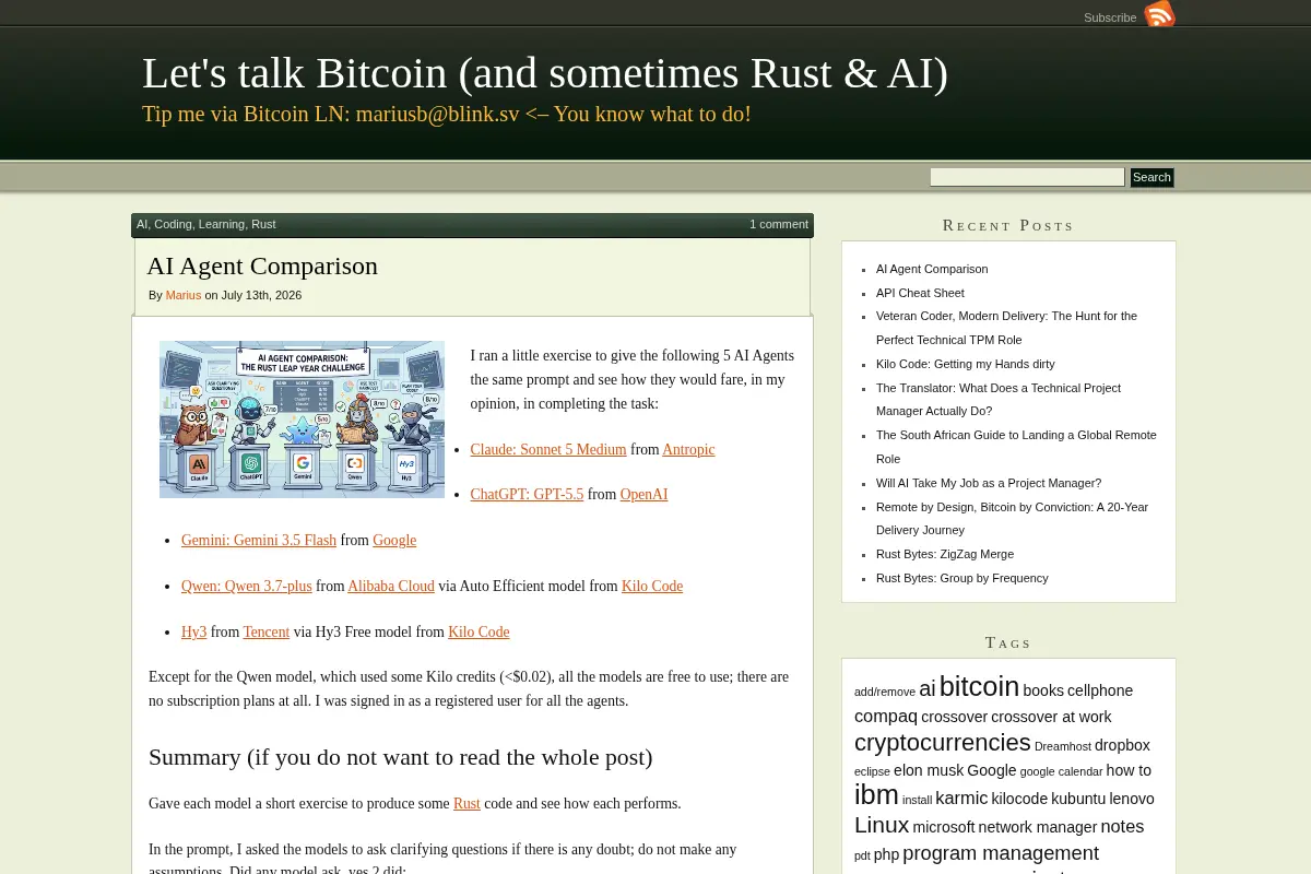 Let's talk Bitcoin (and sometimes Rust & AI)