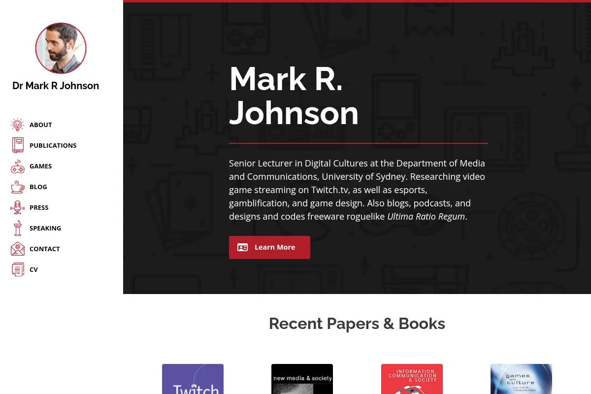 Dr Mark R Johnson | Game studies, game design, game play
