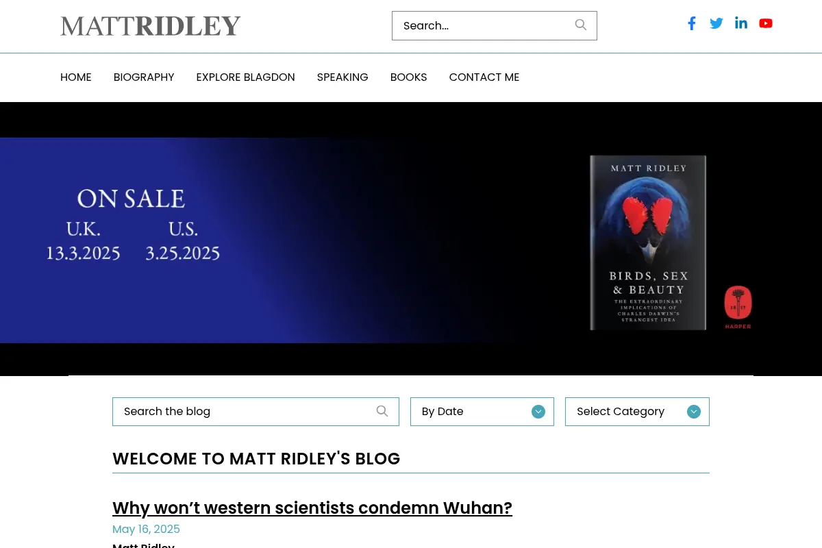 Matt Ridley - Author, Journalist, and Speaker