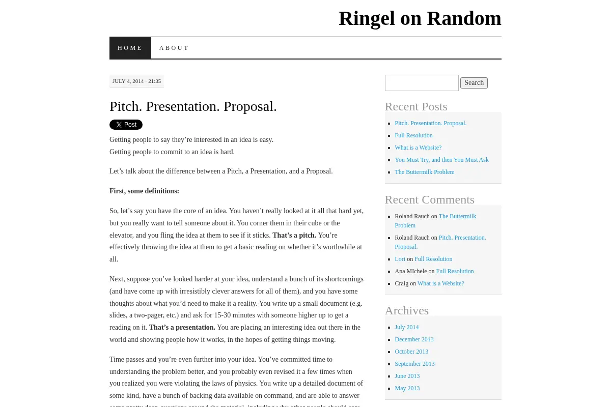 Ringel on Random | A Lab Notebook of Life