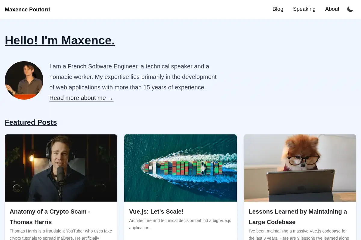 Maxence Poutord - Software engineer • Technical speaker • Nomadic worker