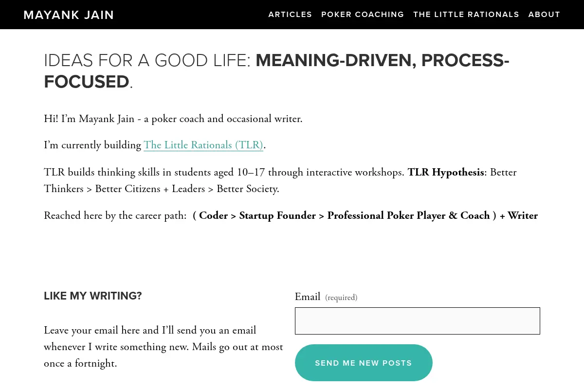 Mayank Jain - Process > Goals