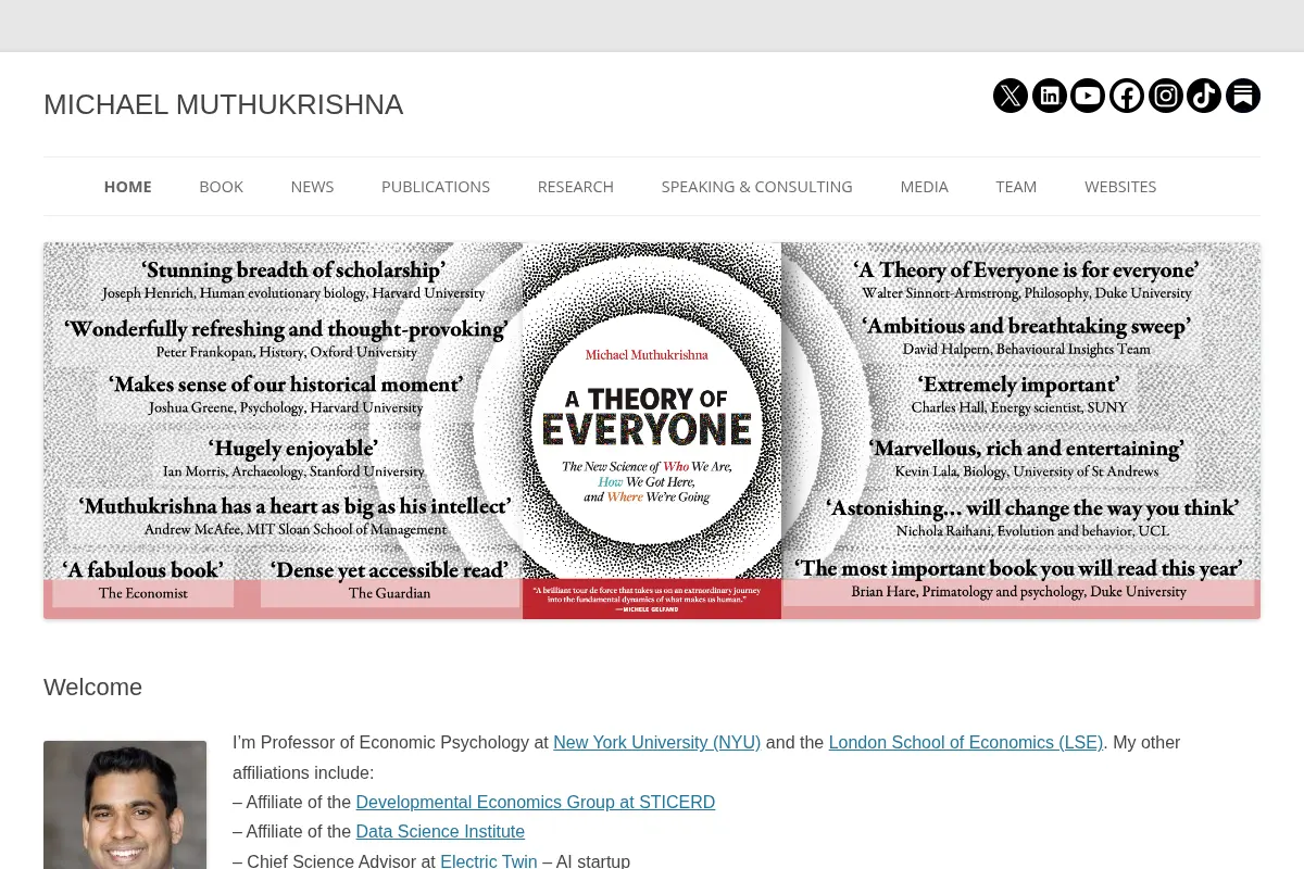 Michael Muthukrishna — Welcome