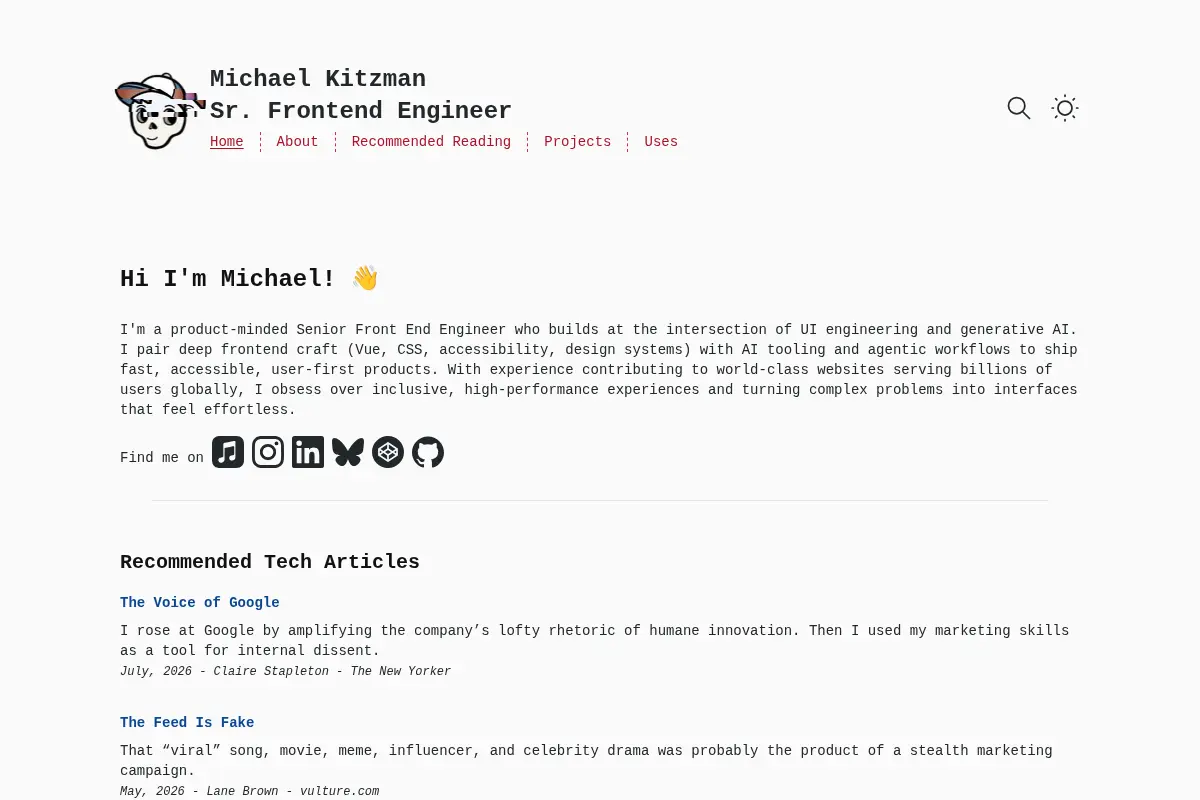 Michael Kitzman personal site