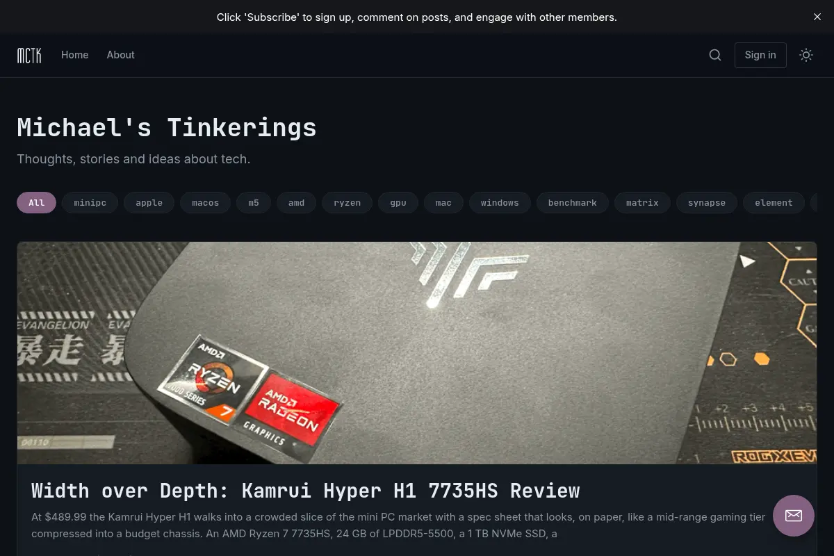 Michael's Tinkerings Notes