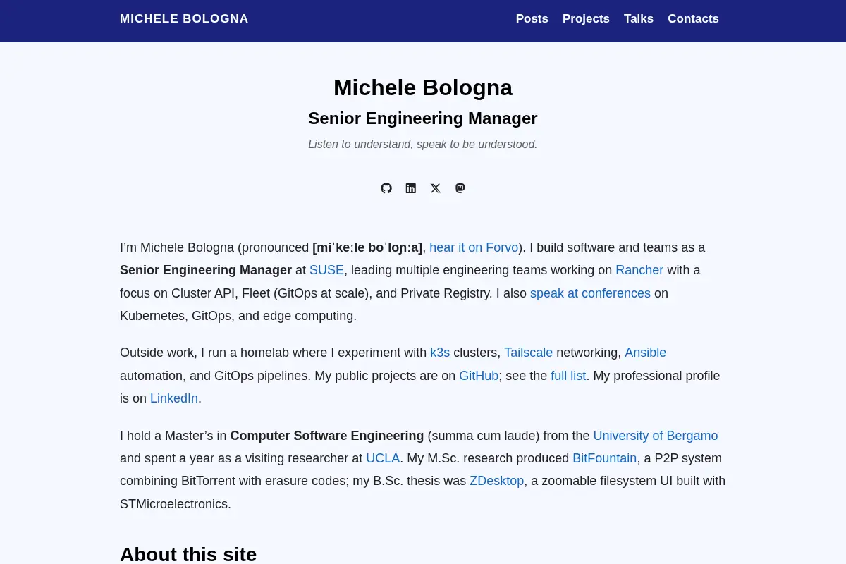 Michele Bologna - Senior Engineering Manager | Kubernetes, GitOps, Leadership