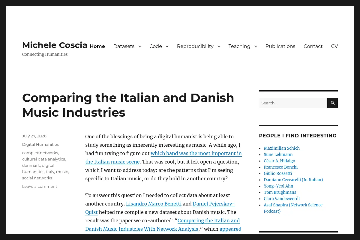 Michele Coscia – Connecting Humanities