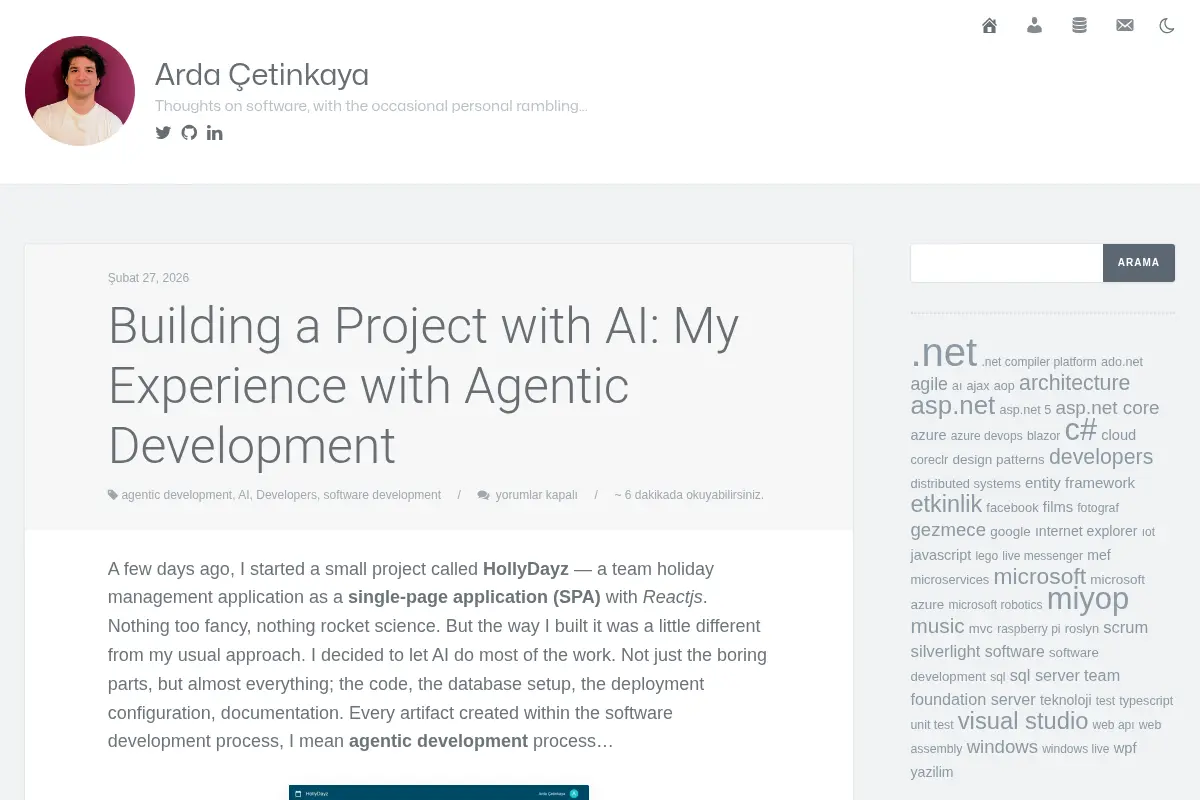 Arda Çetinkaya - Thoughts on software, with the occasional personal rambling...