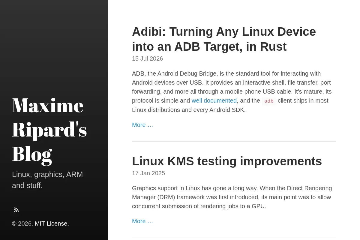 Linux, ARM, Graphics, and FOSS · Maxime Ripard's Blog