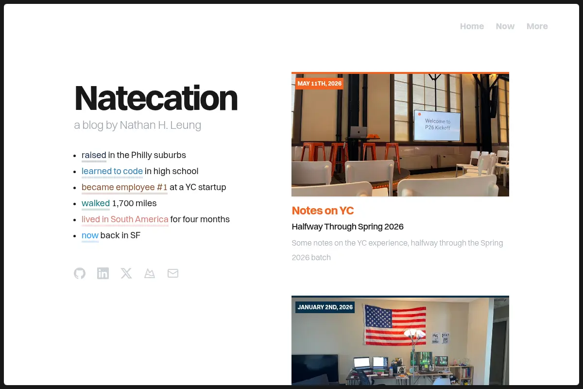 Natecation · a blog by Nathan H. Leung