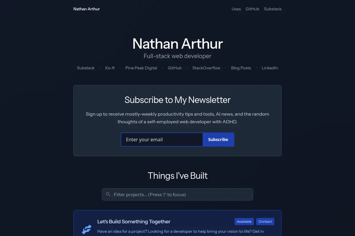 Nathan Arthur - Full-stack Web Developer