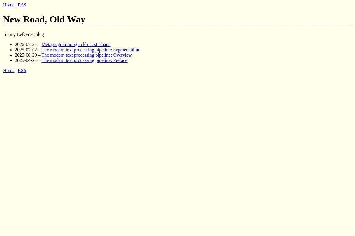 New Road, Old Way