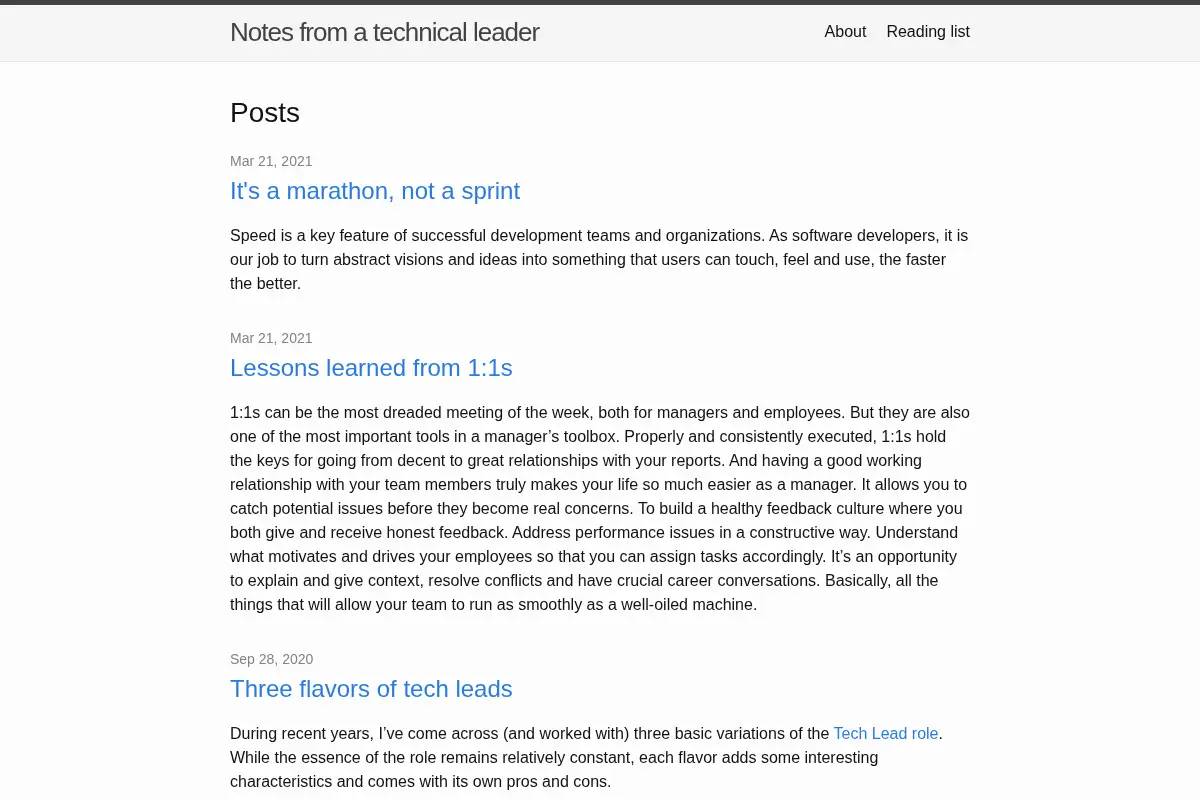 Notes from a technical leader