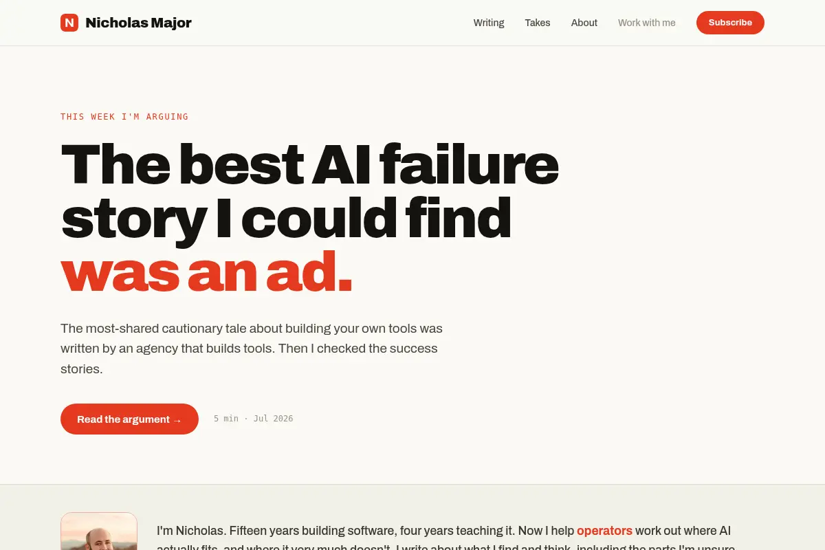 Nicholas Major · plain-English AI for people who run things
