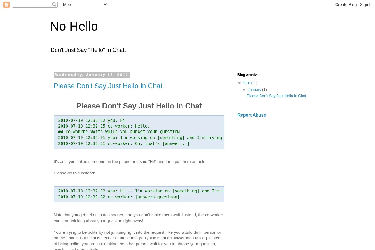 No Hello