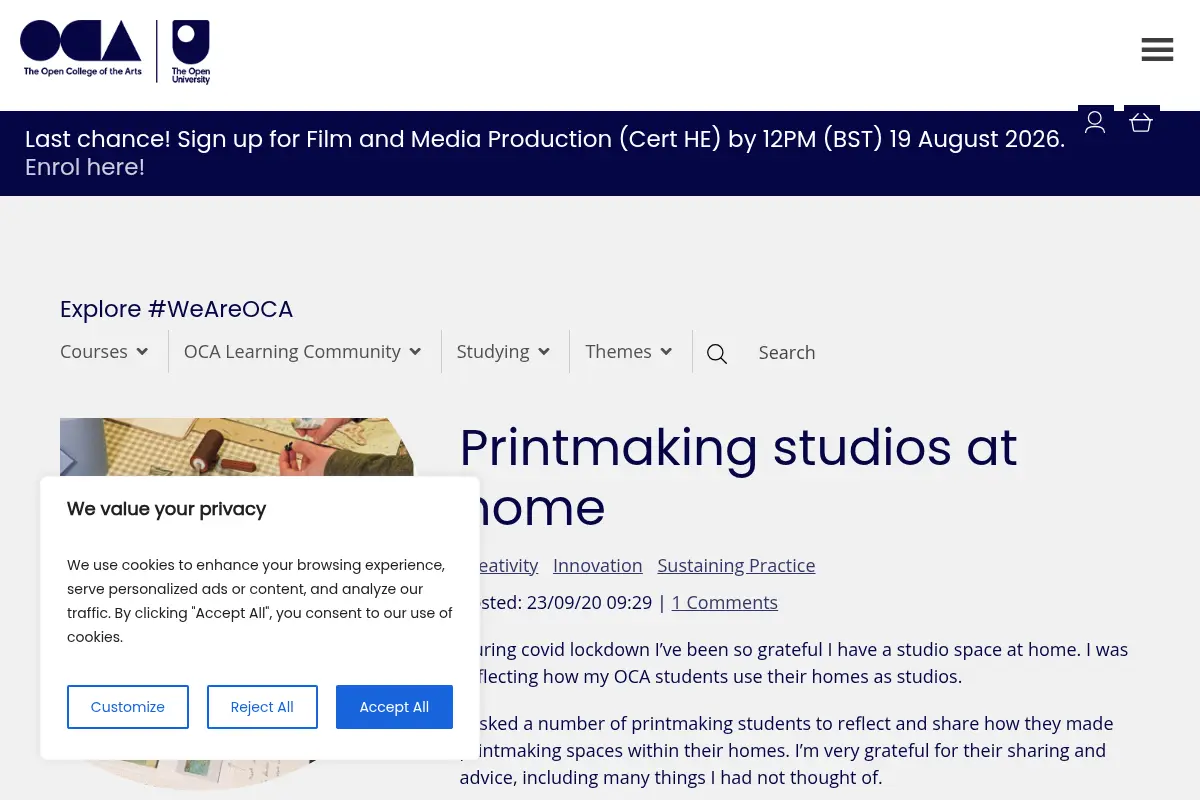 Printmaking Studios at Home