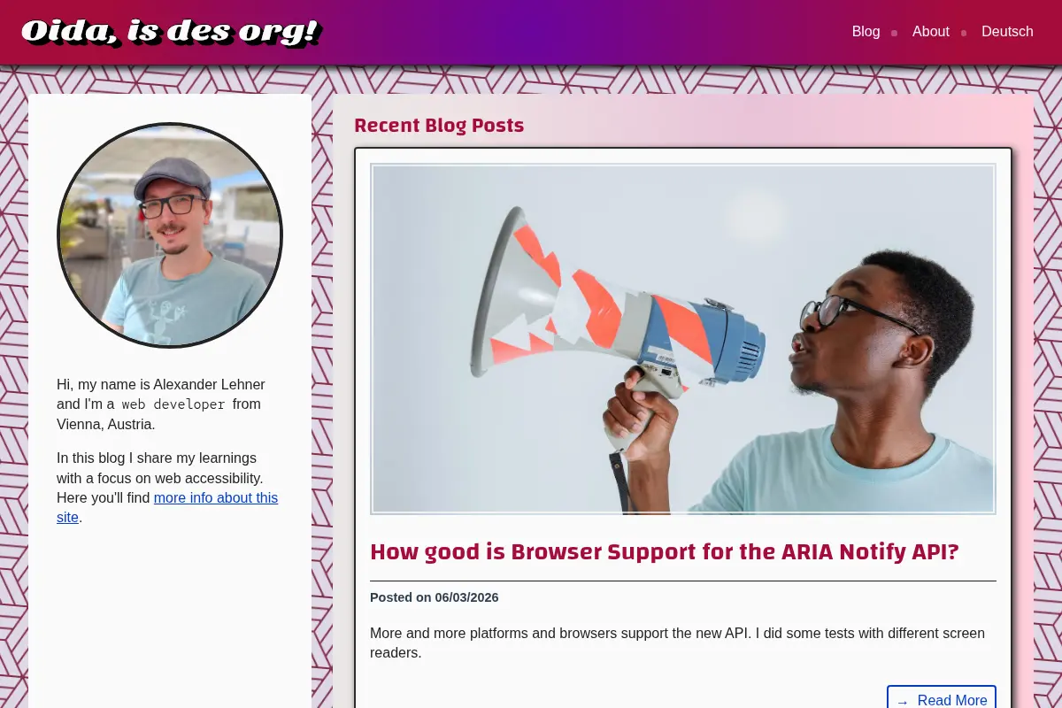 Web Dev Blog – Oida, is des org!