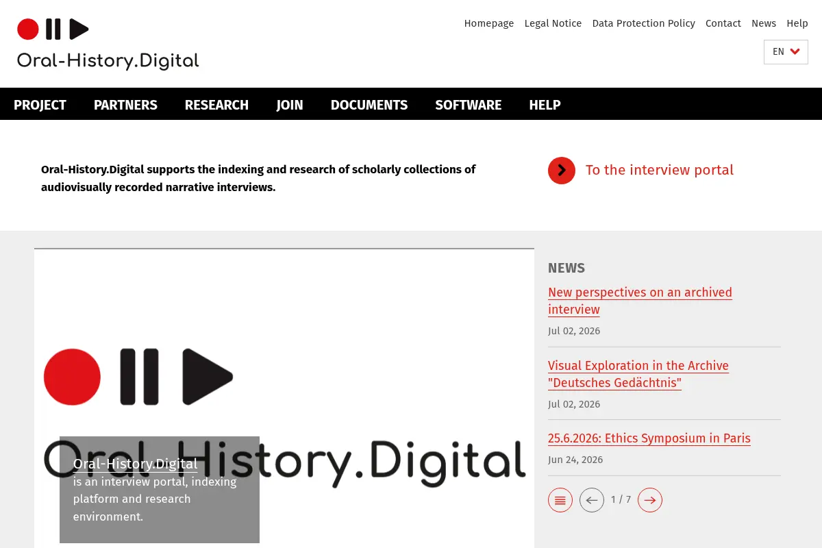 Oral-History.Digital: Portal for Oral History Interviews