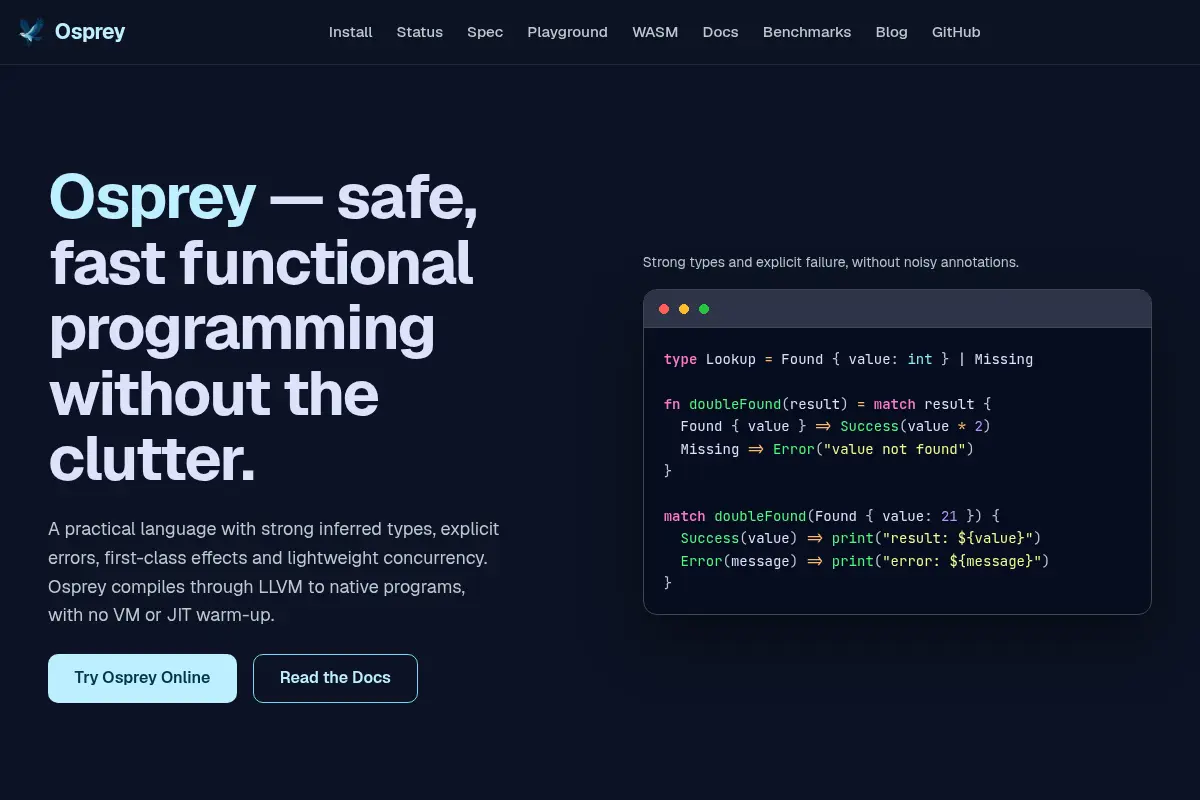 Osprey — Safe, Fast Functional Programming