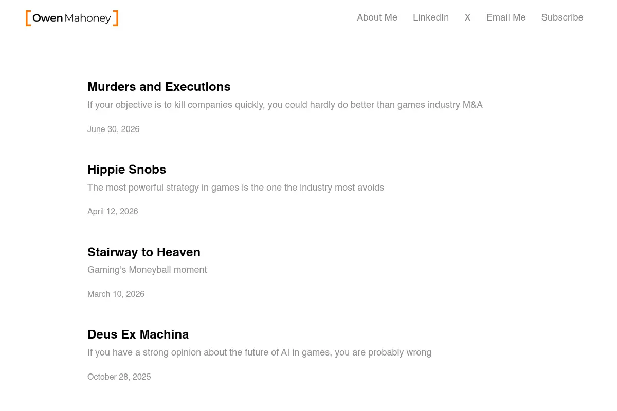 Owen Mahoney Blog Posts