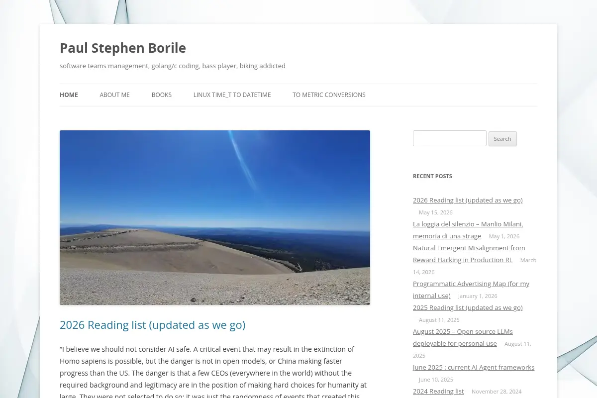 Paul Stephen Borile - software teams management, golang/c coding, bass player, biking addicted