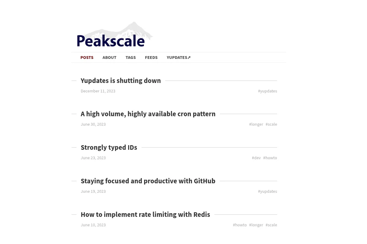 Peakscale: Software Development, Bootstrapping, Persistence