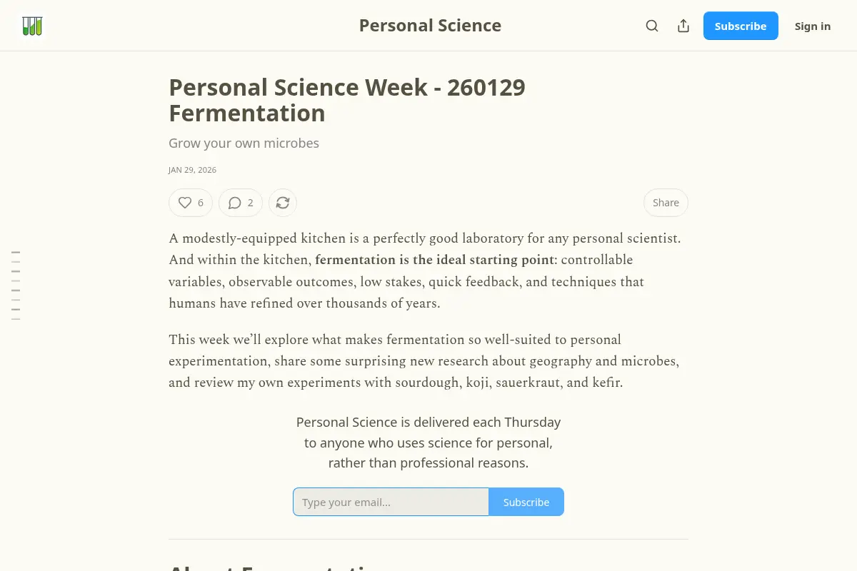 Personal Science Week - Fermentation