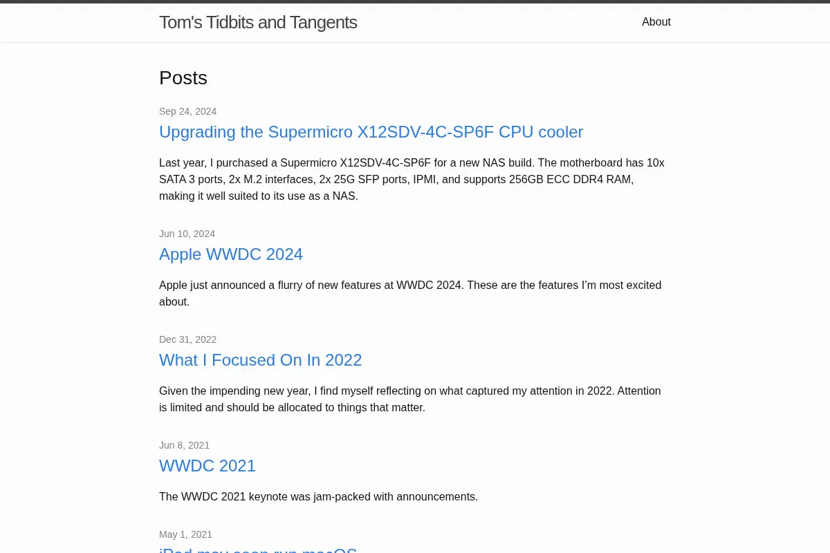 Tom’s Tidbits and Tangents