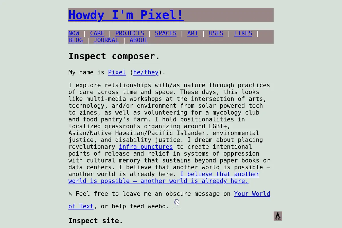 Pixel's personal website