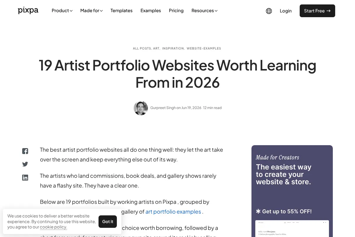 19 Artist Portfolio Websites Worth Learning From in 2026