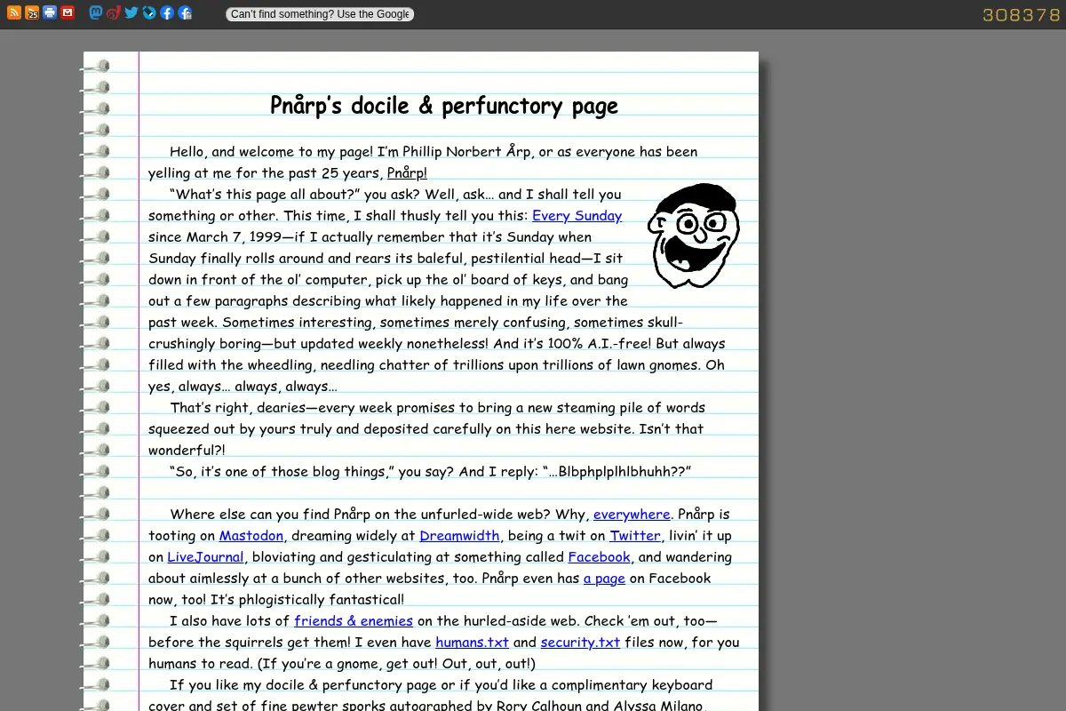 Pnårp’s docile & perfunctory page