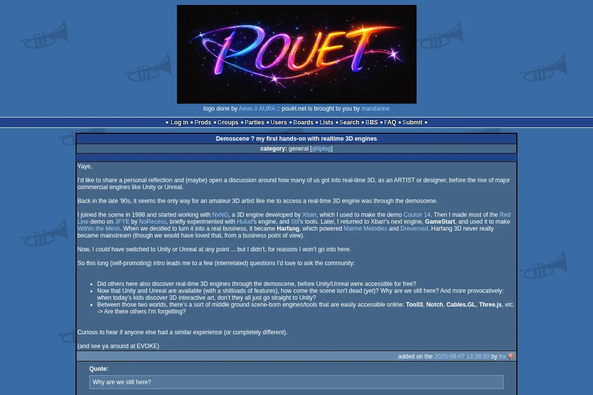 Demoscene ? my first hands-on with realtime 3D engines