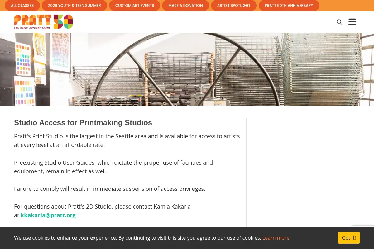 Printmaking Studios | The Pratt Fine Arts Center