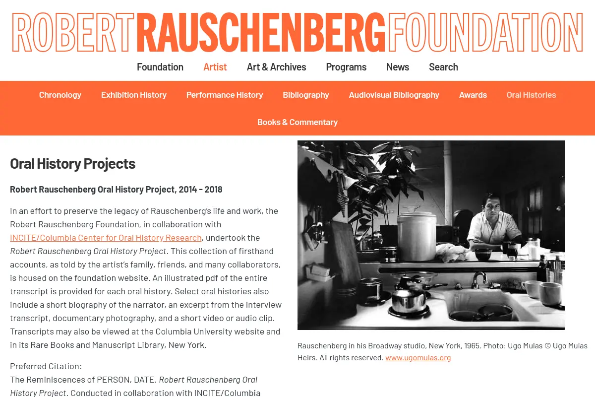 Robert Rauschenberg Oral History Project