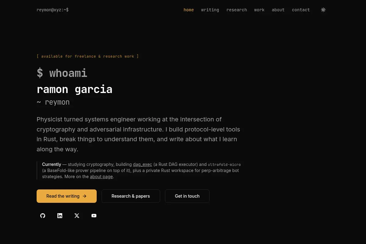 Ramon Garcia — Cryptography & Systems Engineer
