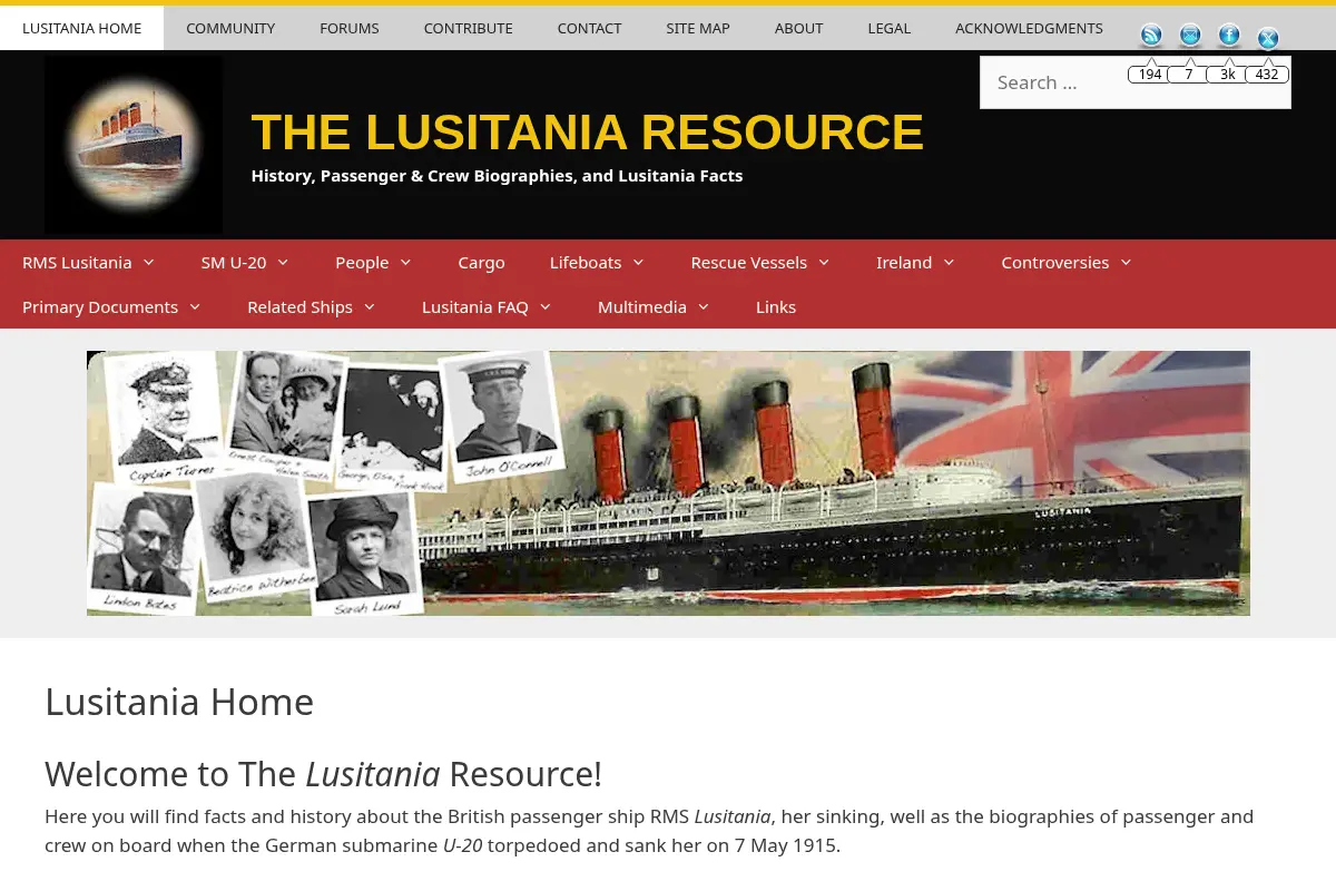 The Lusitania Resource: Passengers & Crew, Facts & History