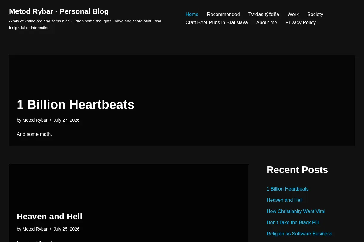Metod Rybar's Personal Blog