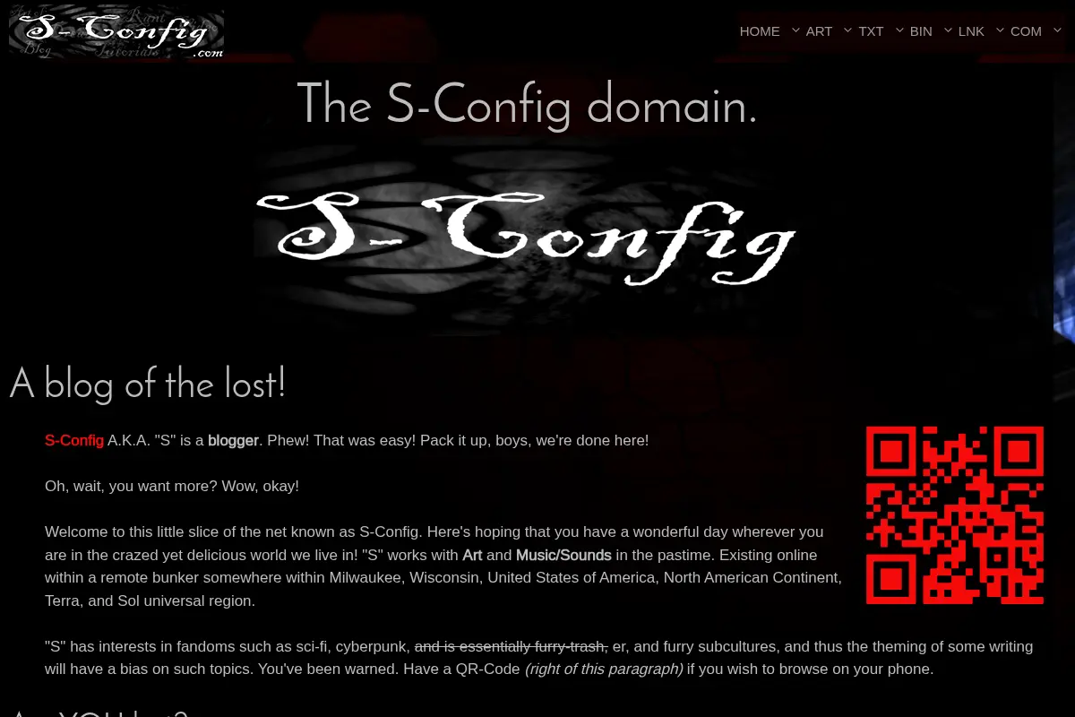 S-Config – Artist, writer, and blogger