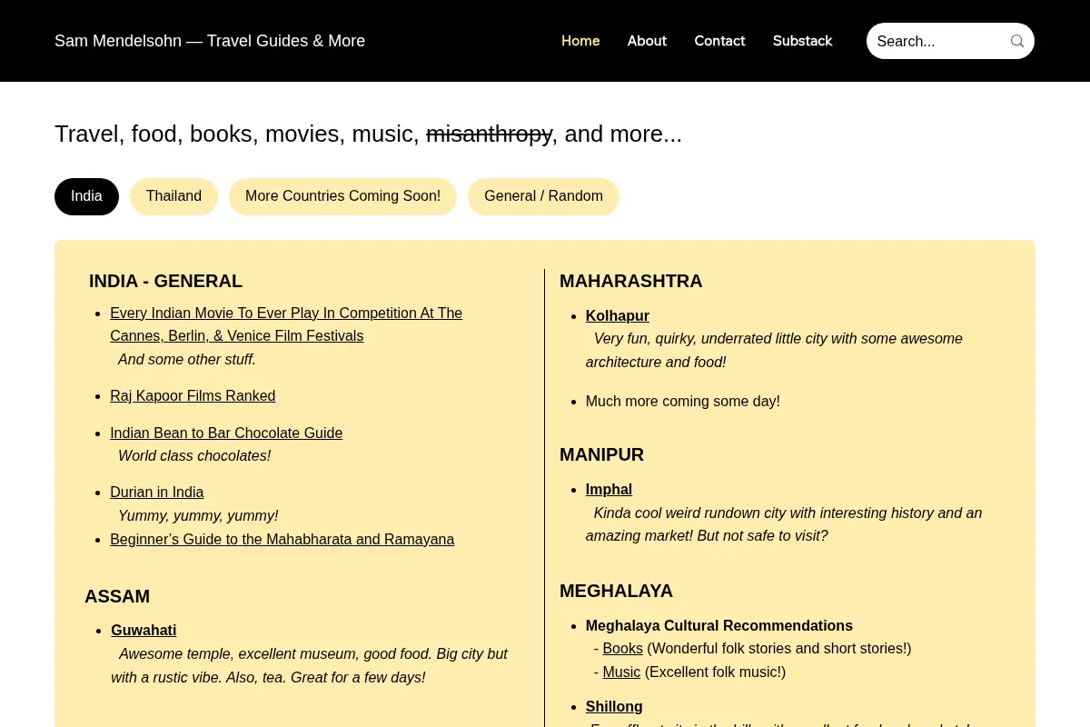 Sam Mendelsohn – Travel & Culture