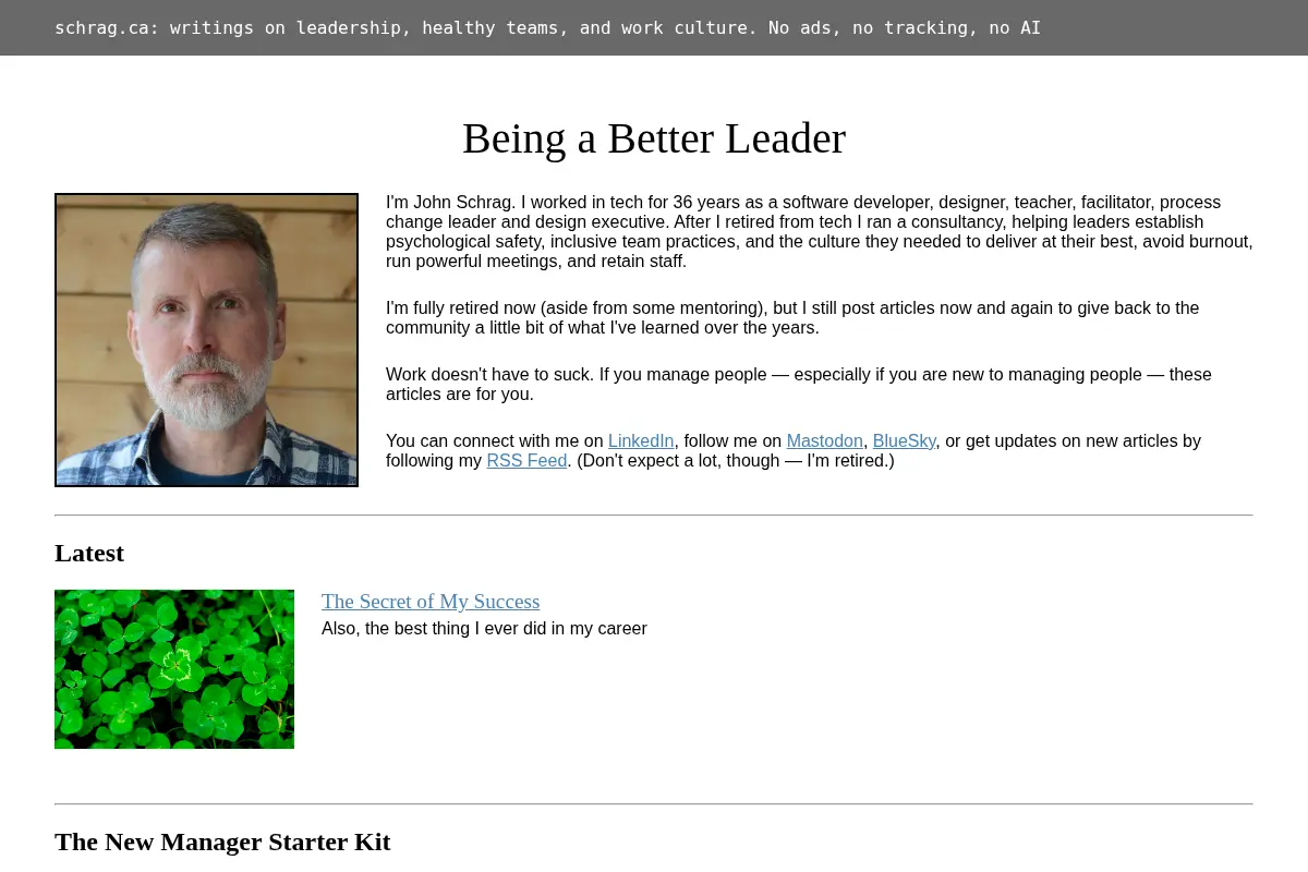 John Schrag - Writings on leadership, healthy teams, and work culture
