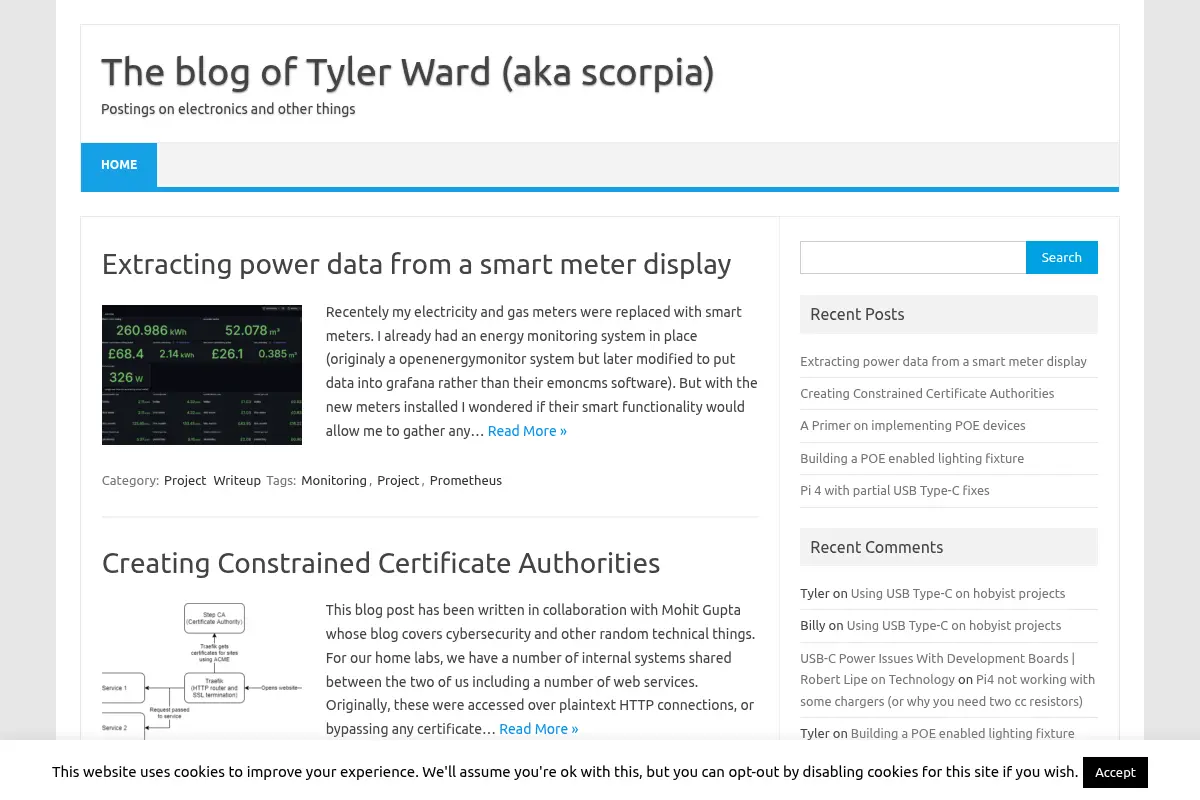 The blog of Tyler Ward (aka scorpia) – Postings on electronics and other things
