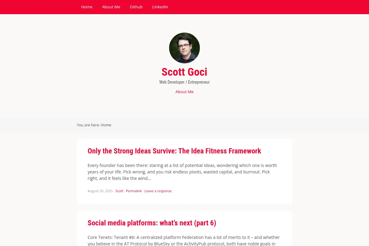 Scott Goci: Web Developer / Entrepreneur