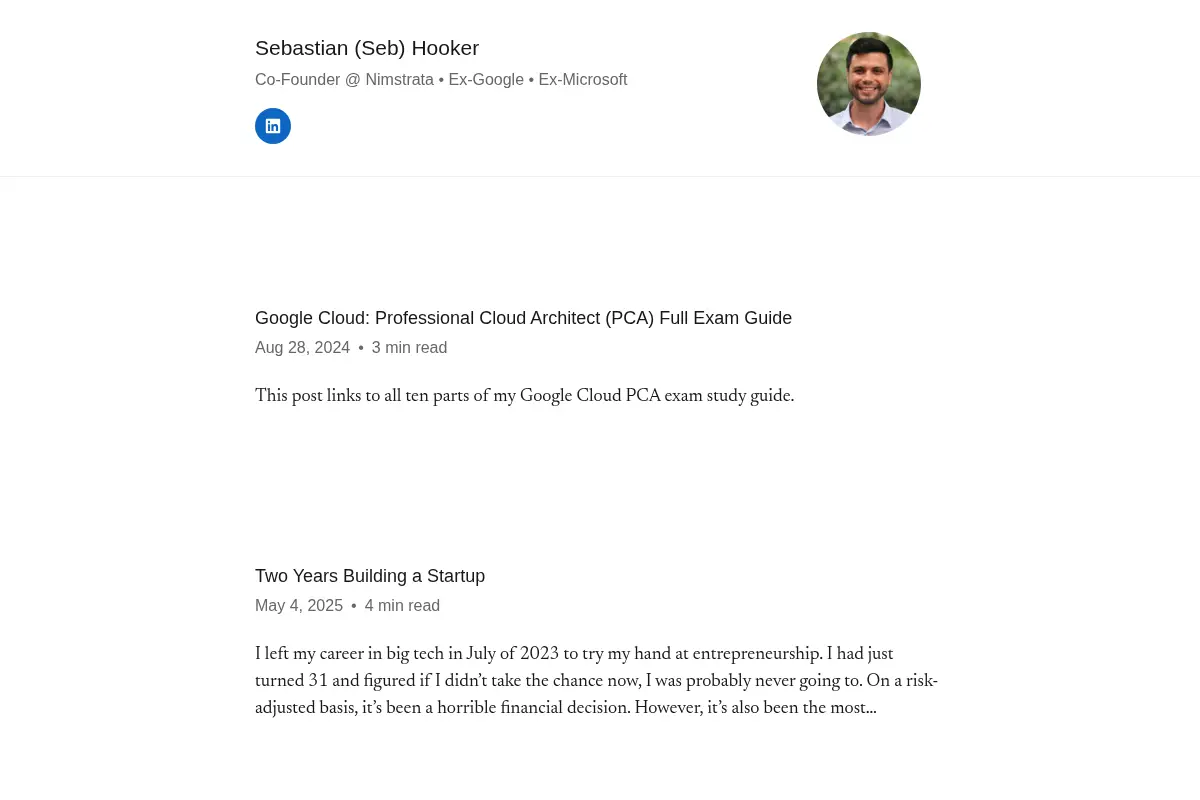 Sebastian (Seb) Hooker – Co-Founder @ Nimstrata • Ex-Google • Ex-Microsoft