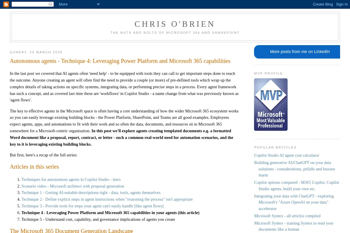 Chris O'Brien's SharePoint Blog