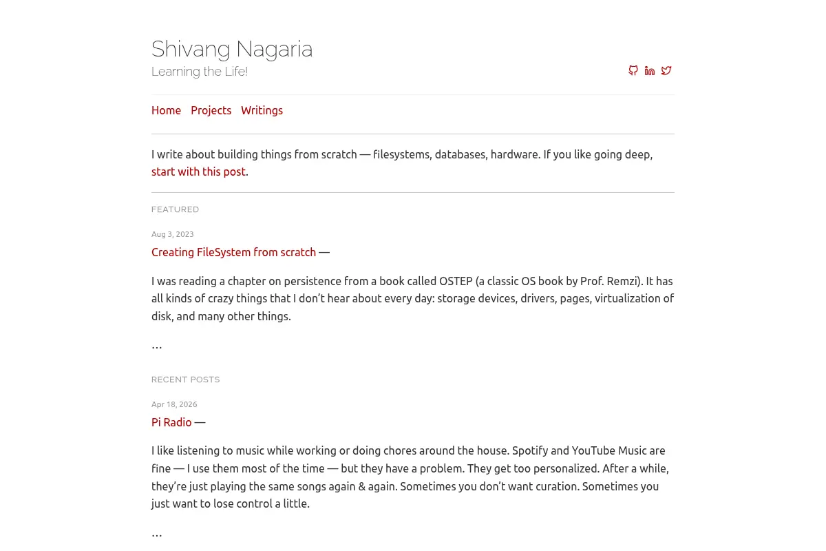 Shivang Nagaria - Learning the Life!