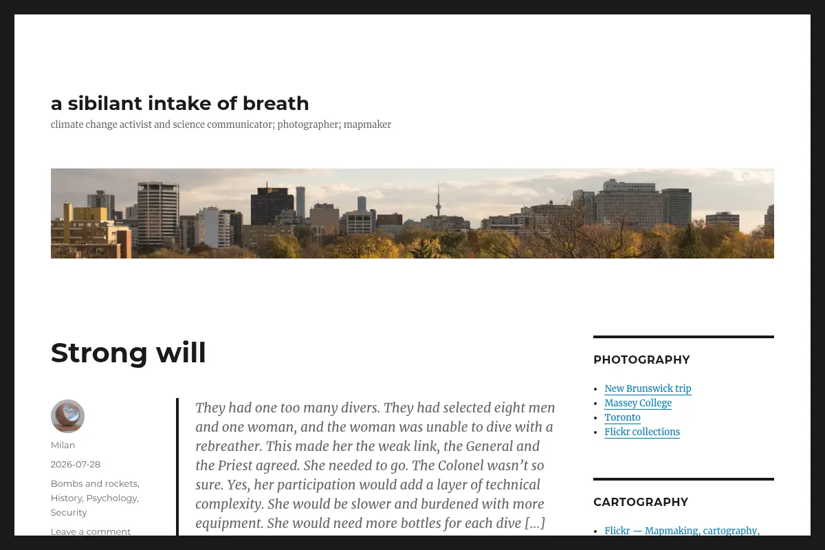 a sibilant intake of breath