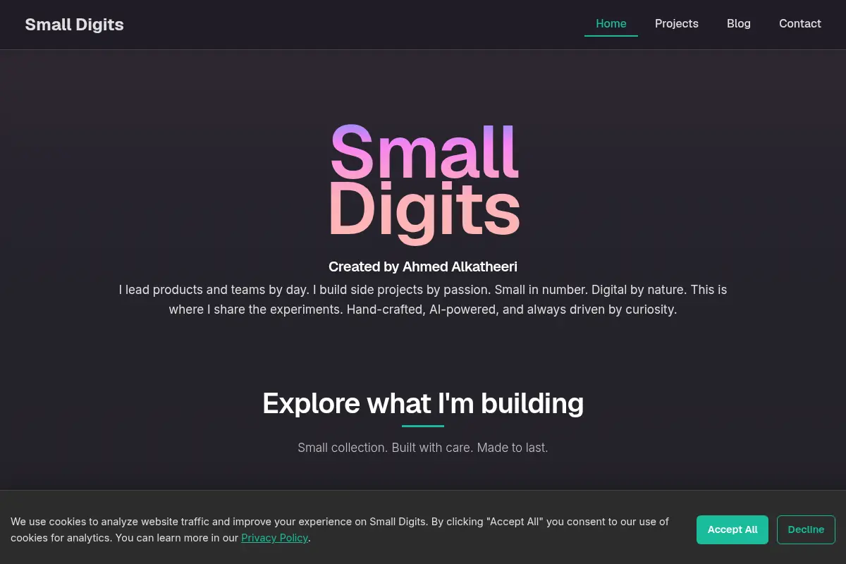 Small Digits — Ahmed Alkatheeri's Projects, Blog & Craft