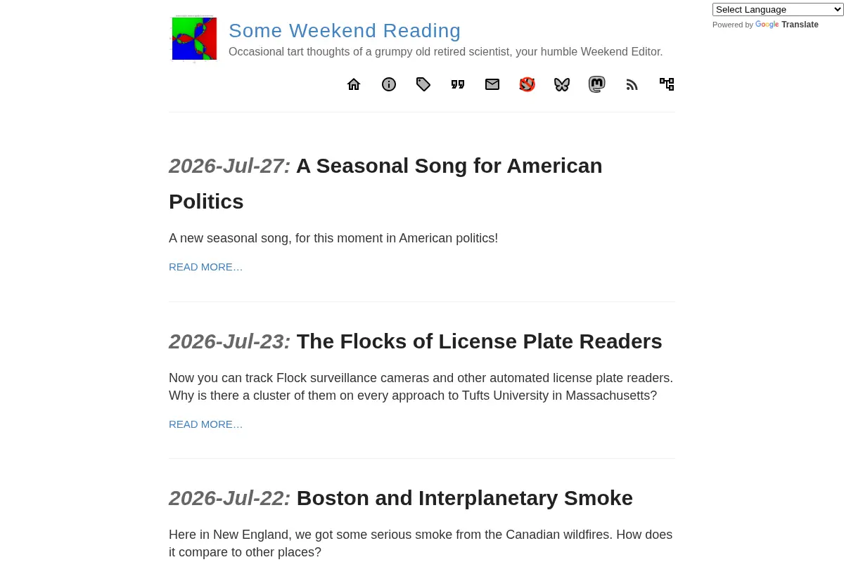 Some Weekend Reading – Occasional tart thoughts of a grumpy old retired scientist, your humble Weekend Editor.