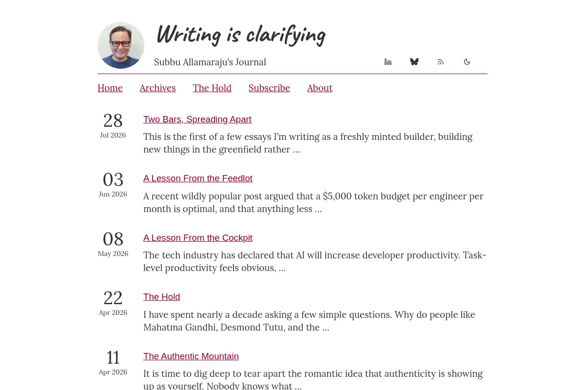 Writing is clarifying - Subbu Allamaraju's Journal