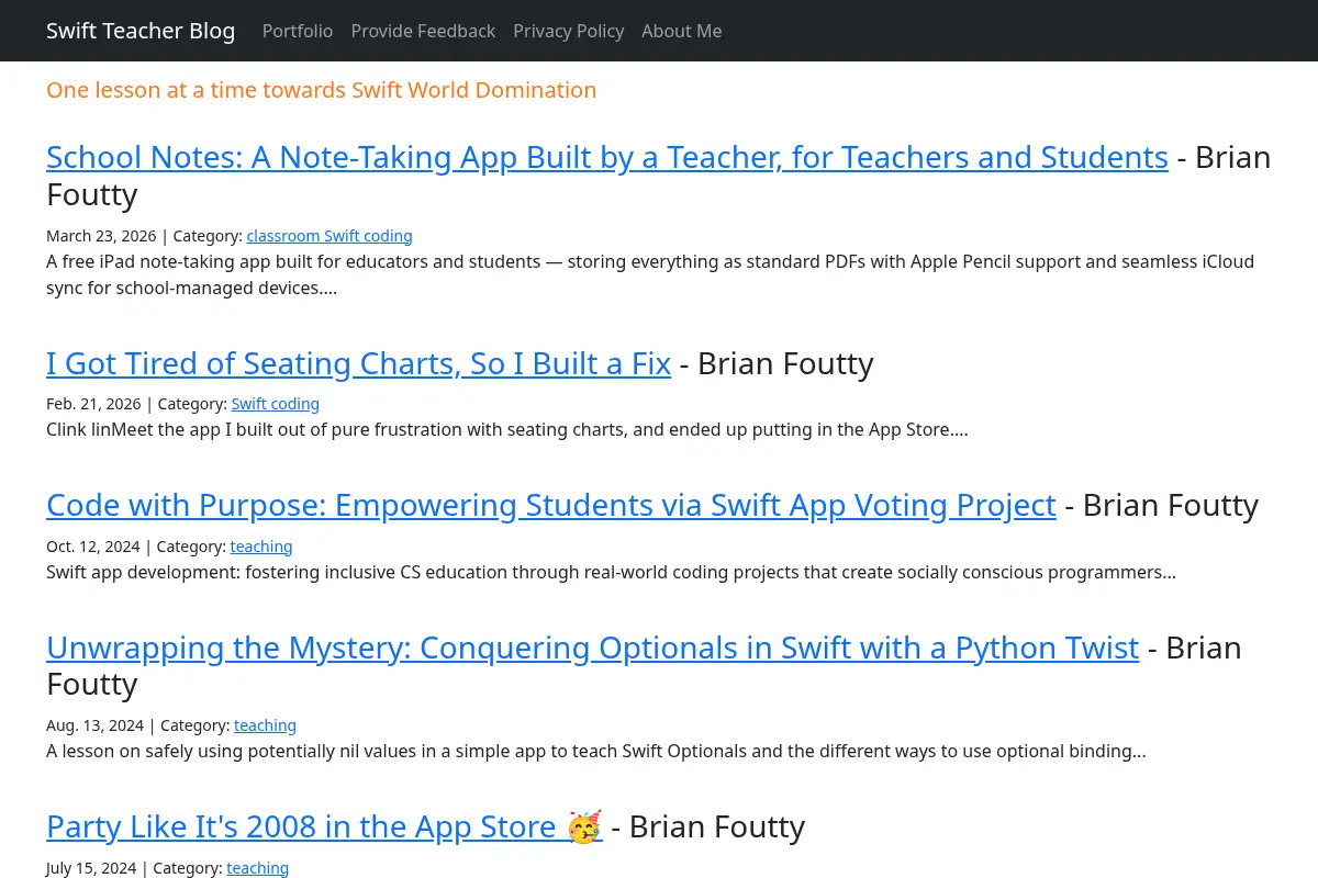 Swift Teacher Blog